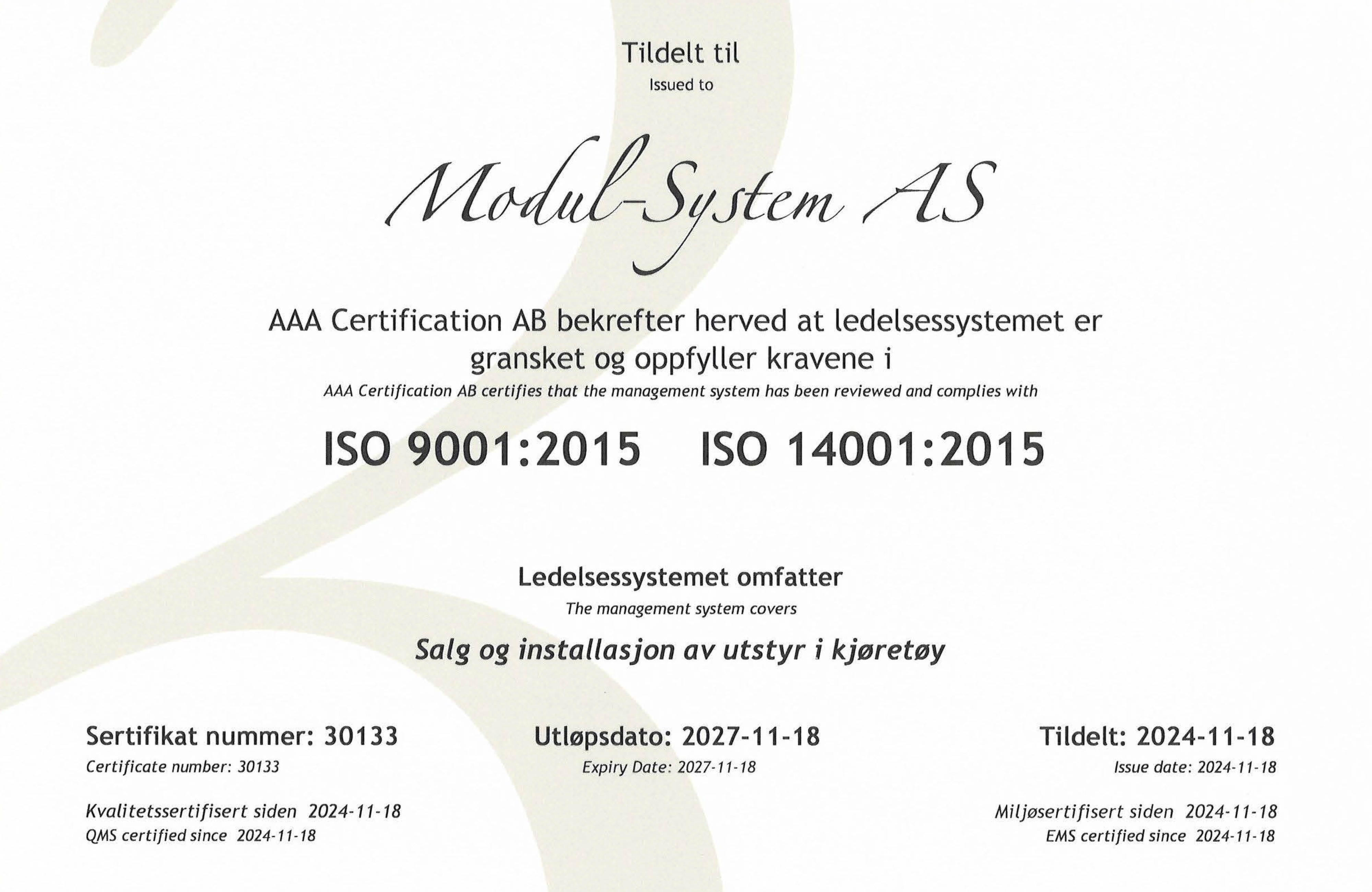 Modul-System AS er nå ISO-sertifisert – et kvalitetsstempel for våre kunder