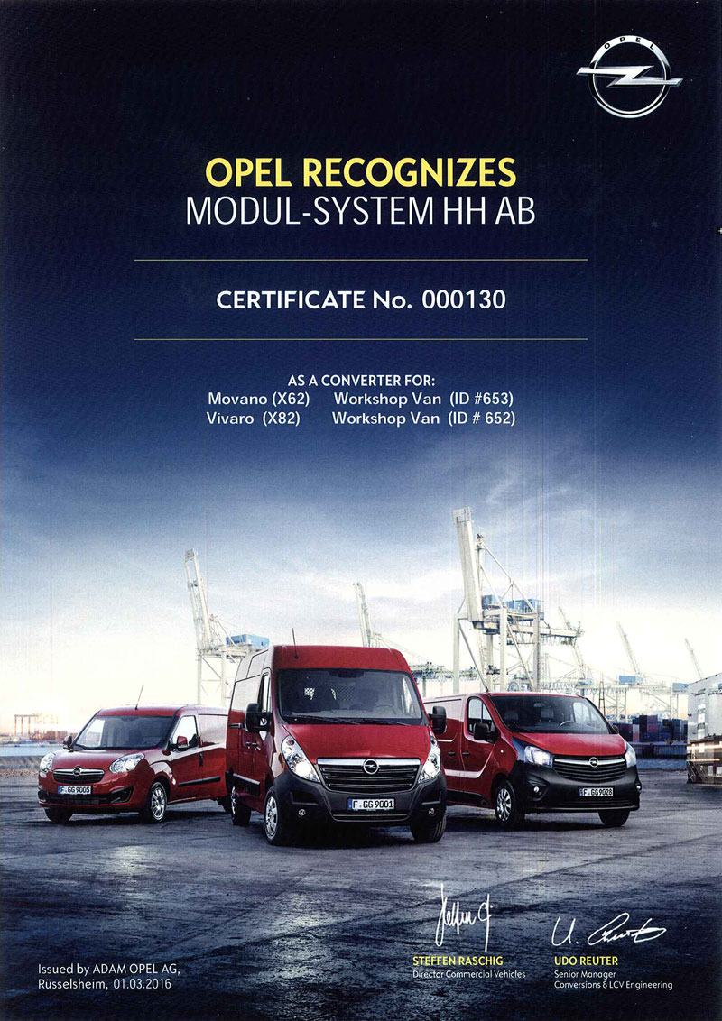 Modul-System sertifisert av Opel